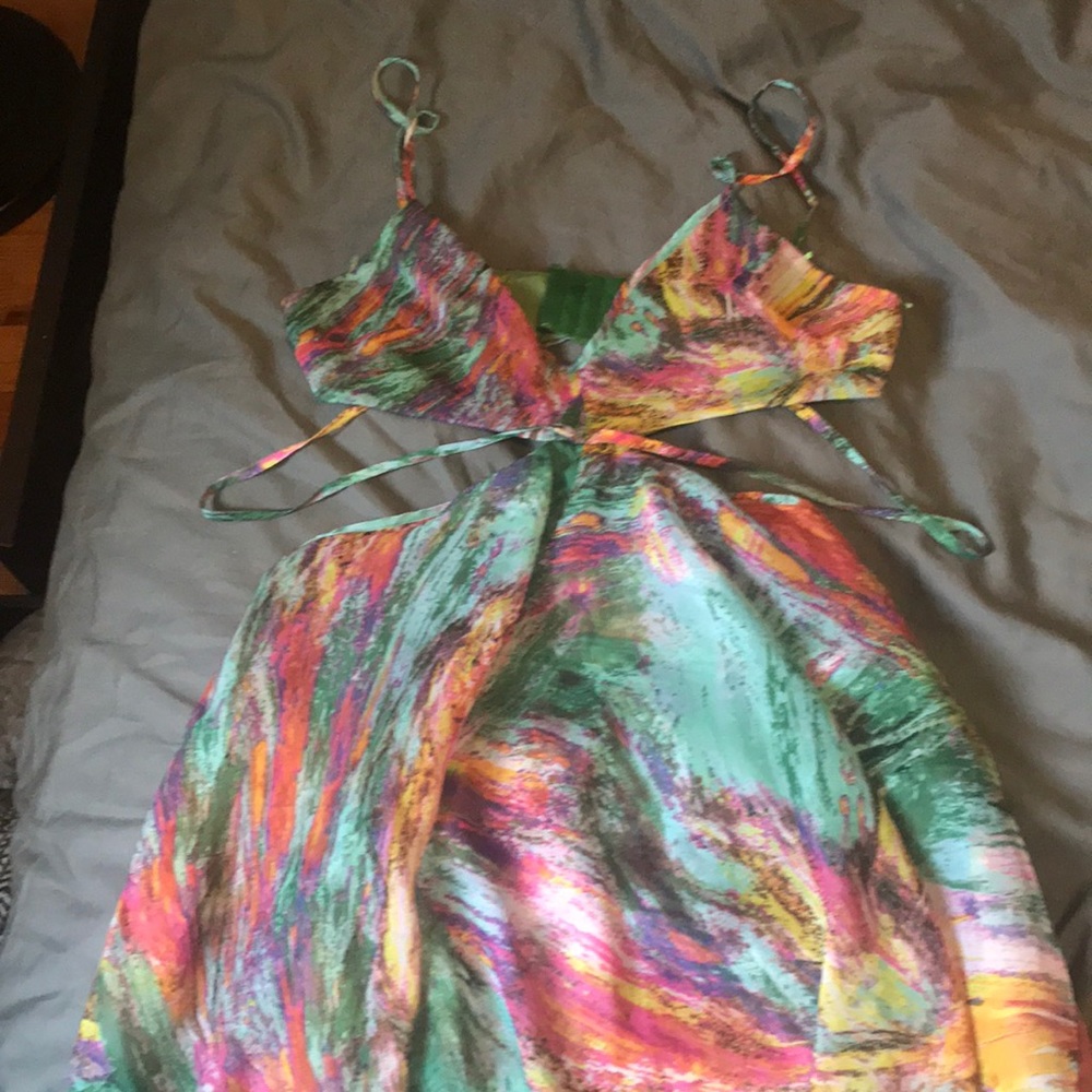 Colorful, cut out flower dress